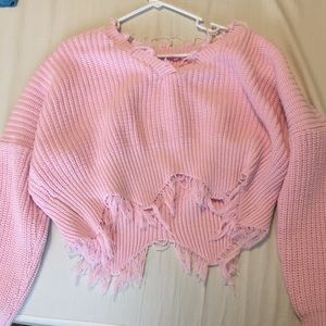 Pink knit sweatshirt